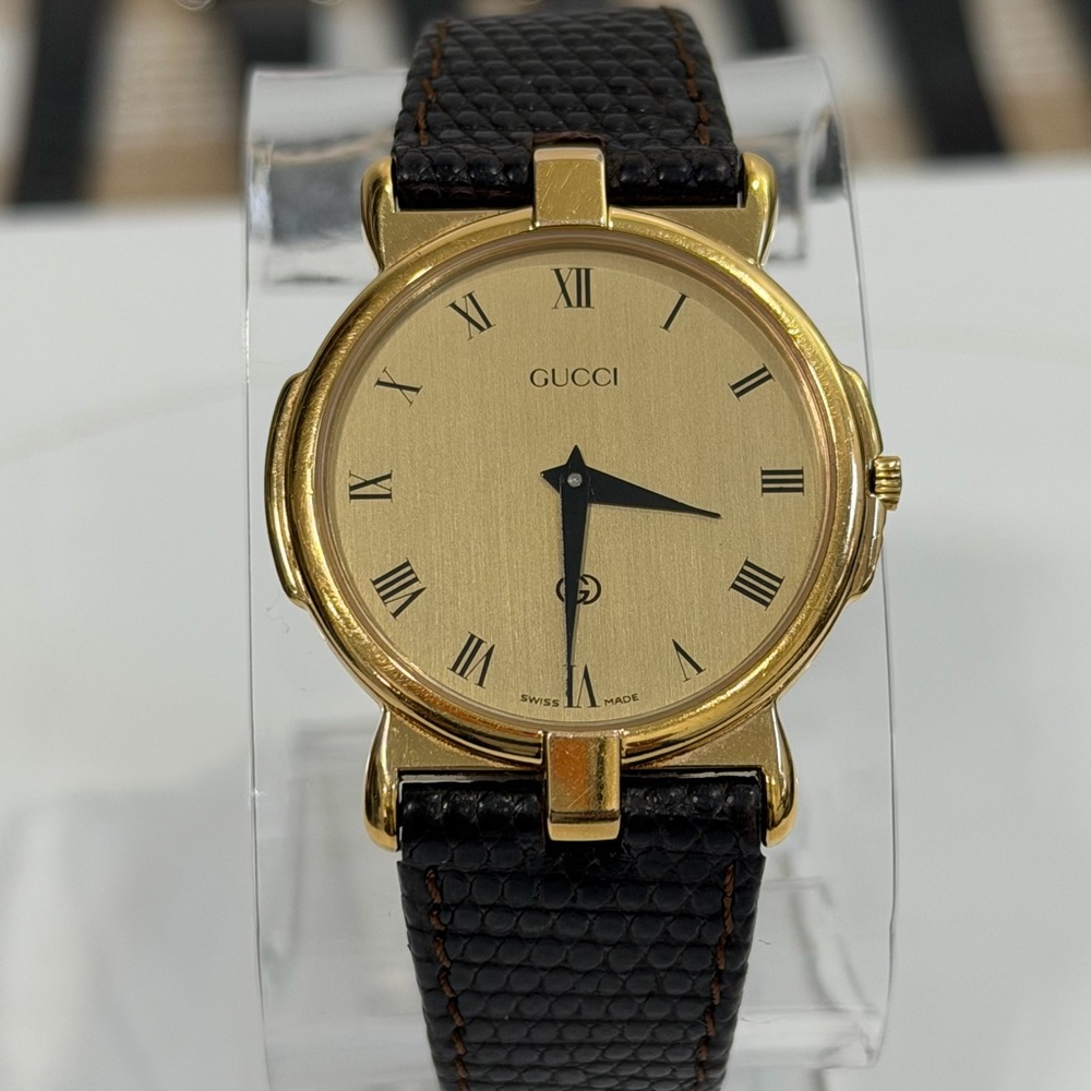 Vtg 1990s Gucci 3400M 18k Gold-Plated Case Men’s Watch - Very Good Condition